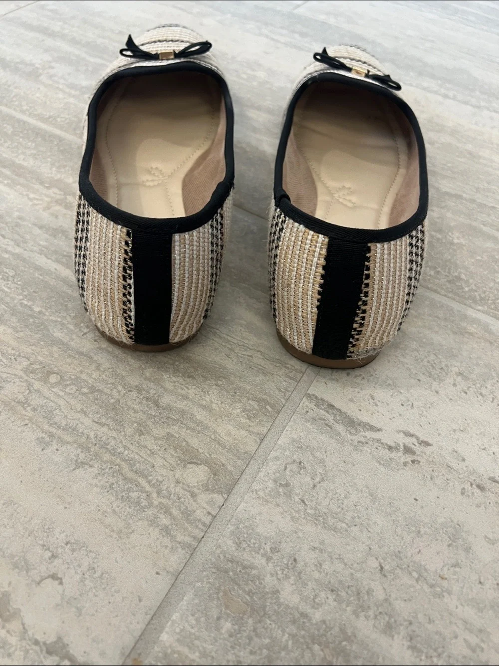 Charter Club Striped Beige and Black Ribbon Loafers